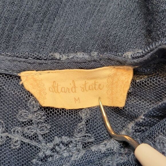 Altar'd State Blue Lace Peasant Blouse Top  Women's Medium Boho - Picture 6 of 9